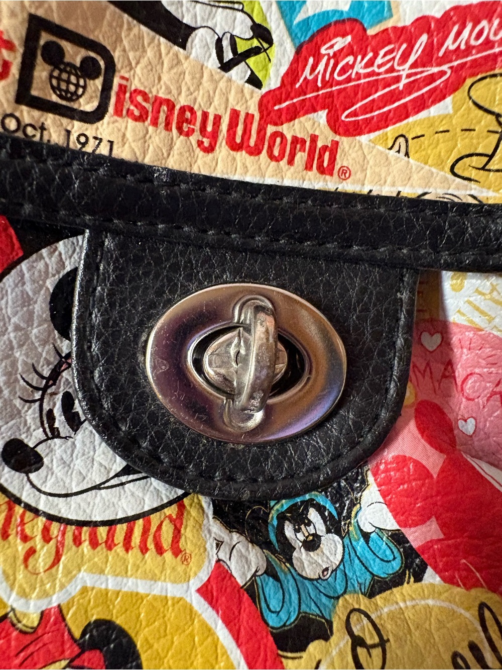 Disney Parks Character Collage Satchel Handbag Faux Leather Purse - Picture 6 of 12